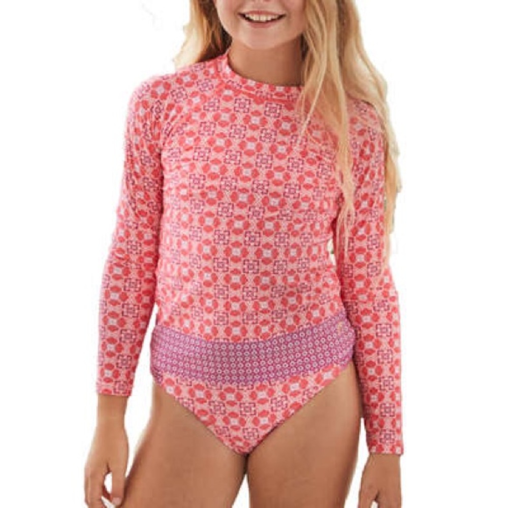 👙 NWT girls cabana life coral gables rashguard and bikini set size 7/8